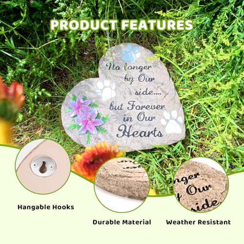 Dog Memorial Gifts for Loss of Dog Sympathy Gift, Heart Shaped Pet Memorial Gifts for Dogs, Pet Dog Memorial Stone Dog Remembrance Bereavement Passing Away Gifts for Indoor, Outdoor, Garden (10 inch)