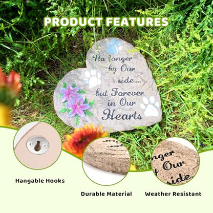 Dog Memorial Gifts for Loss of Dog Sympathy Gift, Heart Shaped Pet Memorial Gifts for Dogs, Pet Dog Memorial Stone Dog Remembrance Bereavement Passing Away Gifts for Indoor, Outdoor, Garden (10 inch)