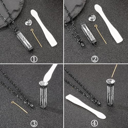 abooxiu Urn Necklace for Ashes Memorial Cremation Jewelry for Ashes Stainless Steel Ashes Jewelry Cube Ashes Necklace Bar Urn Pendant for Women Men - style: Engraved-Tree of Life