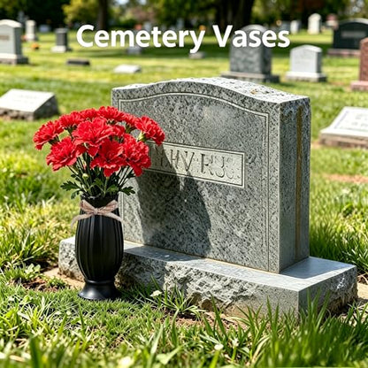 2 Pcs Cemetery Vases with Spikes Flower Holder for Cemetery Grave Vases for Cemetery with Stake (Black) - color: Black