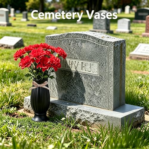 Grave Vases for Cemetery with Metal Spikes and Drainage Holes,Cemetery Vases for Headstones Memorial Gifts Loss of Loved One (Black) - color: Black