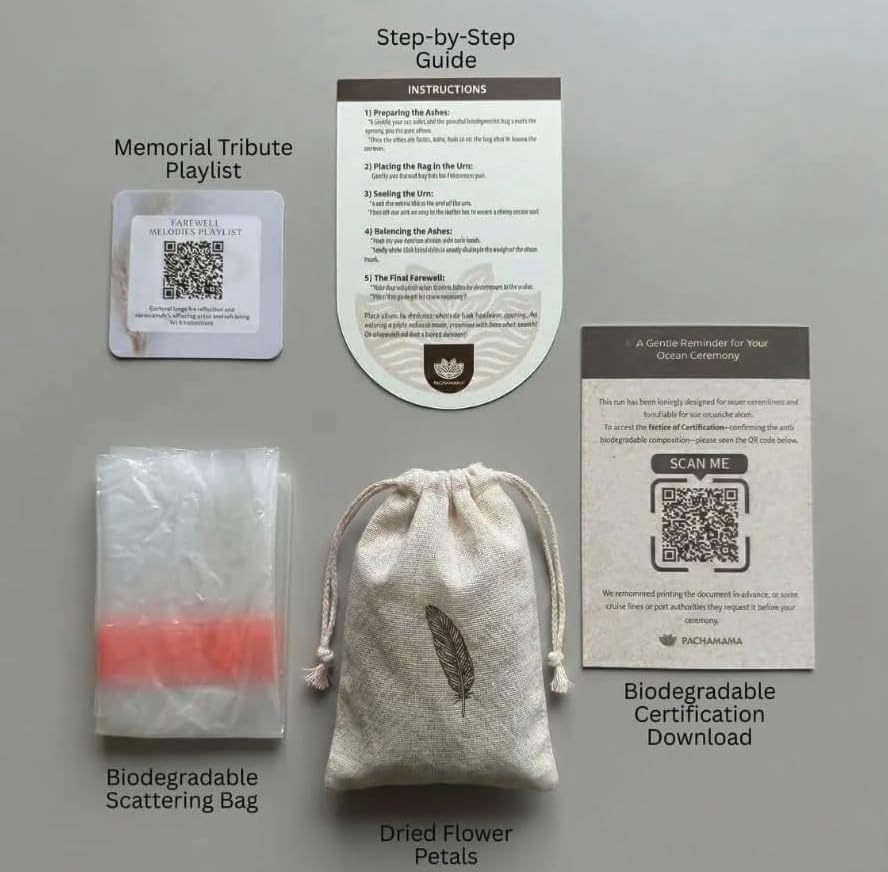 Biodegradable Water Burial Urn Kit with Pink Flower – Cruise Approved Ocean Ashes Scattering Ceremony with Certificate (3 Sizes) (Medium) - size: Medium