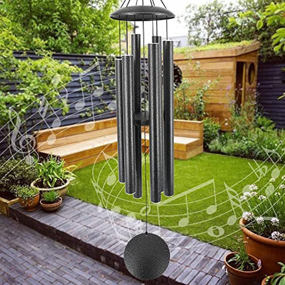 ASTARIN 45-Inch Wind Chimes Outdoor Deep Tone - size: 45" Black Grey