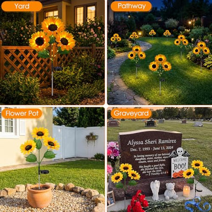 Solar Sunflowers Outdoor Waterproof Flowers Lights Yard Garden Fall Decor - style: Sunflowers