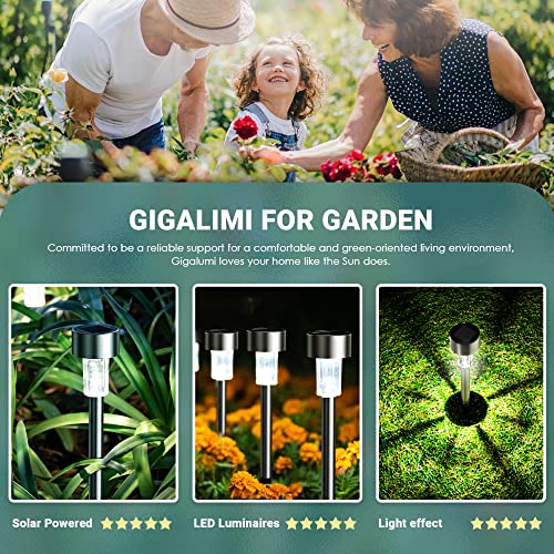 GIGALUMI 16 Pack Solar Lights Outdoor Waterproof, Stainless Steel - color: Cold White