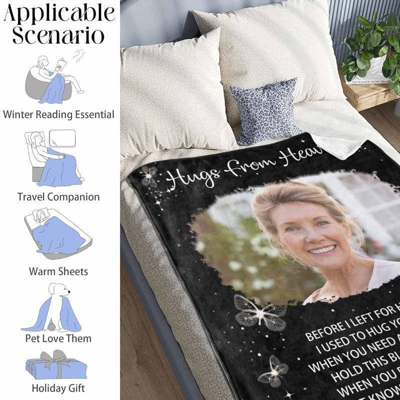 Custom Memorial Blanket with Photo - Sympathy Gift for Loss of Loved One - color: Style 20