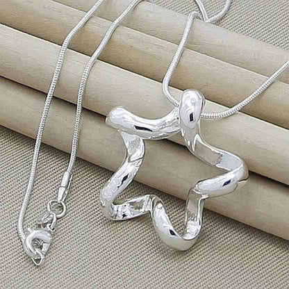 925 Sterling Silver Necklace for Women – Layered Stackable Choker Necklaces with Heart Photo Locket & Star - Pendant 18" Chain Gift for Wife, Mom, Girlfriend, Birthday, Anniversary, Valentine’s Day - color: Starfish