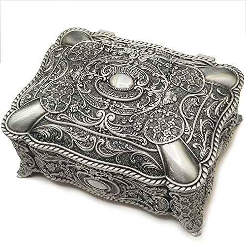 Antique Emboss Alloy Metal Jewelry Music Box Wind Up and Golden Movement Music Box for Christmas/Birthday/Valentine's Day/Mother's Day (You are my sunshine.)