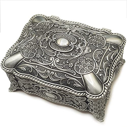 Antique Emboss Alloy Metal Jewelry Music Box Wind Up and Golden Movement Music Box for Christmas/Birthday/Valentine's Day/Mother's Day (You are my sunshine.)