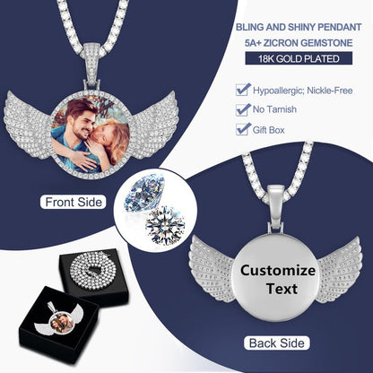 YIMERAIRE Customized Picture Necklace Personalized Circle Chain - color: 01 Circle Pendant Text(Silver)+Rope Chain 0171