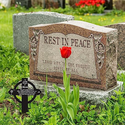 Buryeah Cross Memorial Stakes Grave Decorations for Cemetery Metal Plaque Markers Cross Plaques Sympathy Garden Stake Waterproof Garden Cemetery for Grave Yard (Mom) - style: Mom