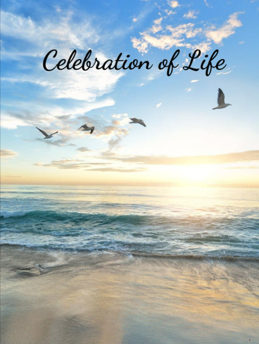 Celebration of Life: Guest Book for Funeral and Memorial Services, Condolences Book, Keepsake, Remembrance Book, Beach birds (Hardcover)