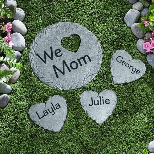 Let's Make Memories Personalized Garden Stone - Resin - Custom Garden Décor - Heart Stepping Stone - for Dad - for Father's Day - style: Any Message - Small Heart