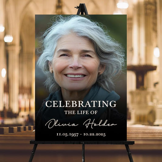 Personalized Funeral Welcome Sign, Memorial Signs, Funeral Decorations, Celebration of Life Sign With Photo, Celebration Of Life Decoration, Custom Memorial Welcome Signs with Picture - color: Style #4