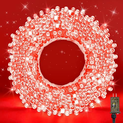 Outside LEDs Warm White LED String Lights – 70FT Transparent Wire, Waterproof & Connectable Christmas Tree Lights for Indoor Outdoor Holiday Décor - color: Red, size: 66FT