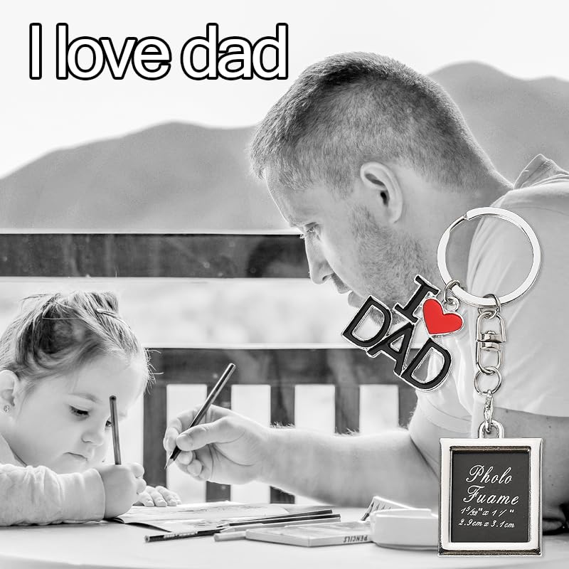 YALLNASL Dad Papa Picture Frame Fathers Day Birthday Gifts for Grandpa Memorial Gifts for Loss of Grandfather Father Keychain - color: Papa Rectangular Keychain