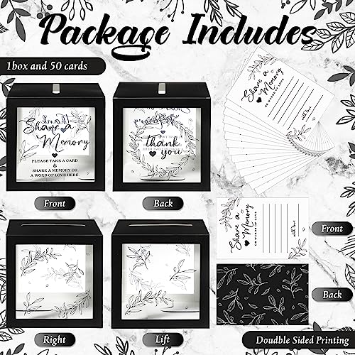 Pajean Funeral Memory Box with 50 Cards Clear Windows,Clear,Black - color: Black