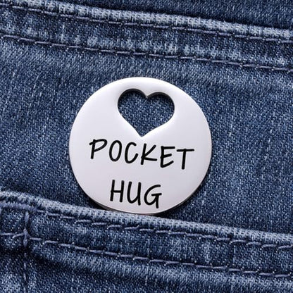 Ralukiia Pocket Hug from Heaven, Metal Engraved Token, Memorial Gift for Loss of Mom Dad Son Daughter Husband Wife Grandpa Grandma Brother Sister, Sympathy Condolence Gifts, Silver - color: silver
