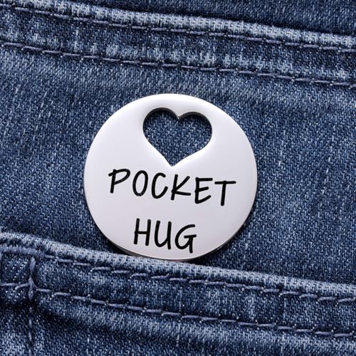 Ralukiia Pocket Hug from Heaven, Metal Engraved Token, Memorial Gift for Loss of Mom Dad Son Daughter Husband Wife Grandpa Grandma Brother Sister, Sympathy Condolence Gifts, Silver - color: silver