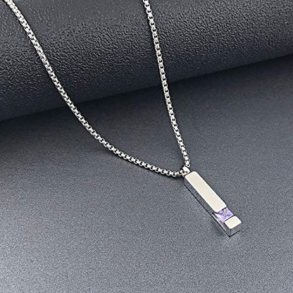 YOUFENG Urn Necklaces for Ashes Birthstone Cube Urns for Human Ashes Memorial Cremation Urn Locket Keepsake Ashes Jewelry - style: Silver - February