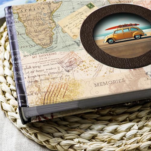 Holoary Photo Album 4x6, Picture Album Holds 50 Horizontal Photos, Memo Writing Area for Each Pocket, Printing Cover Small Photo Book with Front Window, Small Photo Album for Travel Vacation Adventure - size: 50 Pockets