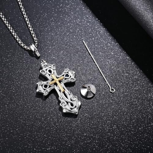 925 Sterling Silver Celtic Cross Urn Necklace for Ashes - color: silver-d