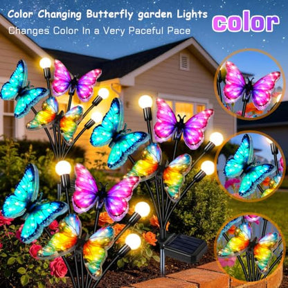 TEDOF 2 Pack Solar Butterfly Outdoor Lights Waterproof for Garden - color: 2 Pack Butterfly Firefly Lights