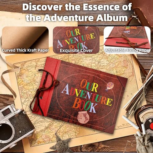 Scrapbook Photo Album Our Adventure Book Embossed Hard Cover - color: Leather Adventure Book