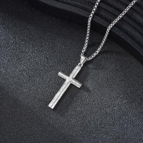 925 Sterling Silver Cross Necklace for Men & Women Crucifix Jesus/Cross Pendant with 22"+2" Stainless Steel Chain Jewelry Gift for Christmas, Father's Day, Mother's Day, Birthday-Gift Box Included - style: A01 Cross