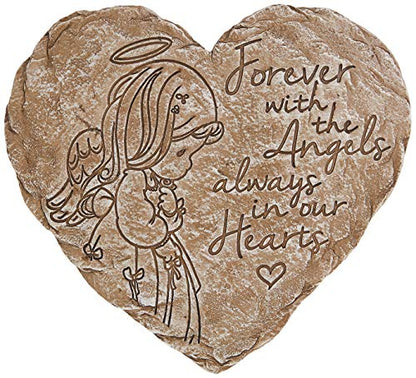 Precious Moments Garden Gifts 171459 Forever with The Angels, Always in Our Hearts Decorative Resin Angel Memorial Garden Stone, Gray, 8-inch Long by 7.25-in Wide - style: Angel