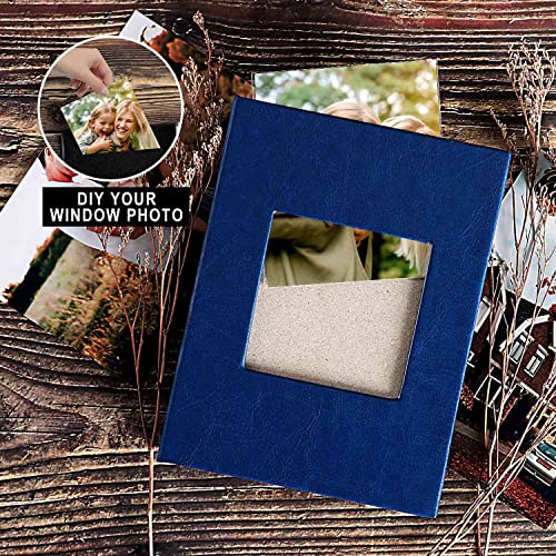 Ywlake Photo Album 4x6 50 Pockets 2 Packs, Small Mini Capacity Leather Photo Albums, Each Pack Holds 50 Top Loader Vertical Only Pictures Blue - color: Blue, size: 50 Photos/2PK