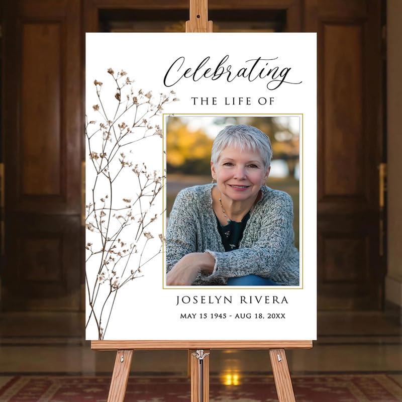 Celebrating the Life Memorial Sign Personalized - Funeral Welcome Sign, Celebration of Life Poster with Picture, Funeral Photo Display Board, In Loving Memory, Forever In Our Hearts Canvas #15 - color: Version #15