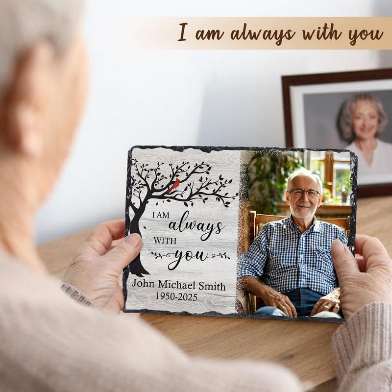 Personalized Memorial Picture Frame, Gifts for Loss of Loved One | Custom Photo & Name Sympathy Stone Frame, Customized Bereavement Condolence Gifts for Loss of Dad Mom Husband Wife Son - color: Style 2