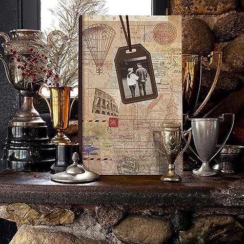 Holoary Photo Album 4x6 300 Photos 3 Pictures Per Page, Memo Writing Area for Each Pocket, with Photo Frame Window, 300 Pockets 4”x6”, Printed Book Cover Travel Design World Map Adventure Vacation - size: 300 Pockets