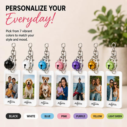 Mini Film Photo Keychain Picture Holder with Bell | Photo Frame Key Chain for Instax Mini Fujifilm Polaroid - color: Blue, size: Set of 2