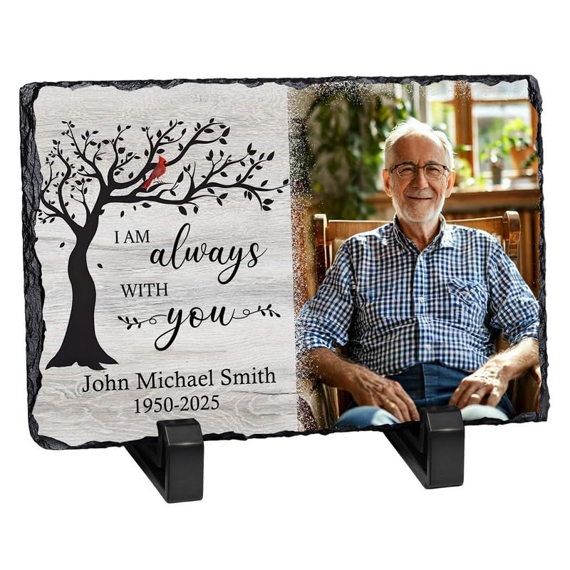 Personalized Memorial Picture Frame, Gifts for Loss of Loved One | Custom Photo & Name Sympathy Stone Frame, Customized Bereavement Condolence Gifts for Loss of Dad Mom Husband Wife Son - color: Style 2