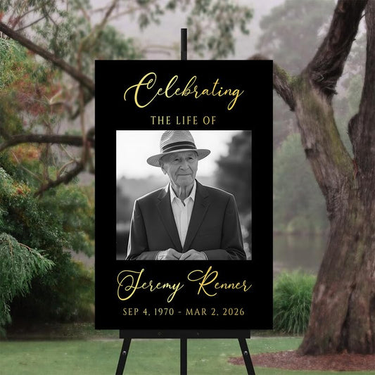 Personalized Funeral Welcome Sign, Custom Memorial Yard Sign, Celebration of Life Decoration, Tribute Poster with Multiple Photos, In Loving Memory Sign for Funeral Service #10 - color: Version #10