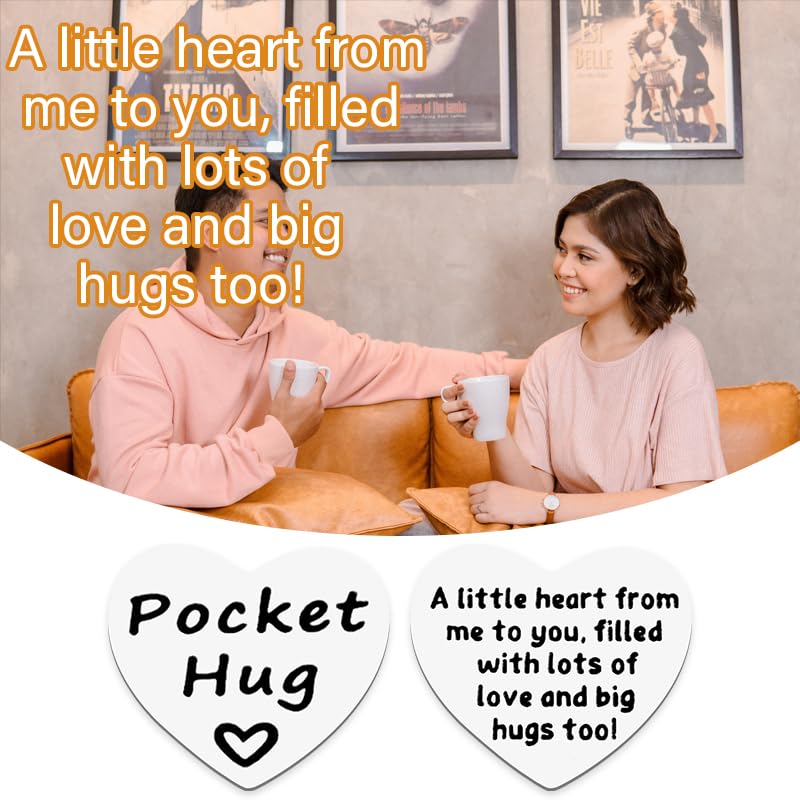 Pocket Hug Token Coin Gifts for Women Men Mom Dad Parents Birthday Christmas Gifts from Son Daughter Grandma Friends Bestie Moving Away Gift for Sister Husband Boyfriend Heart Pocket Keychain - color: A Little Heart from Me to You