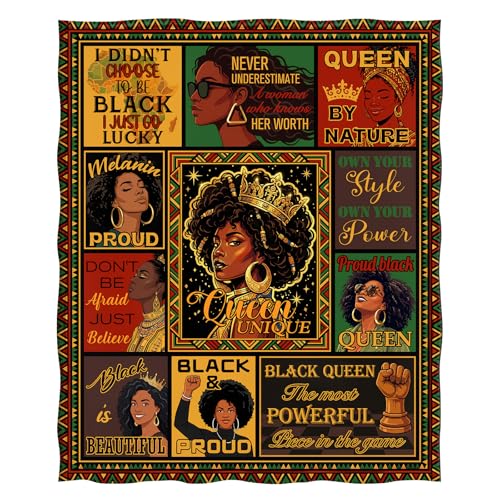 Levens Girl Power Throw Blanket|50"x60"|Soft Lightweight Cozy Decor Gift - color: Black Queen Collage, size: 50"x60"