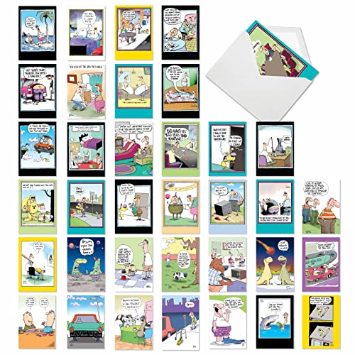 NobleWorks - 36 Assorted Funny Birthday Cards Bulk Box Set with Envelopes (36 Designs, 1 Each) engaging Mixed Humor Greeting Card Pack for Men & Women - McCoy Bros. Merriment AC7742BDG-B1x36 - style: McCoy Bros. Merriment