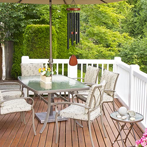 Wind Chimes for Outside Large Outdoor - Memorial Wind Chime Large Deep Tone, Wooden Black Aluminum Chime with 6 Tuned Tubes, Great as a Gift for Home Decor, Patio, Garden and Backyard