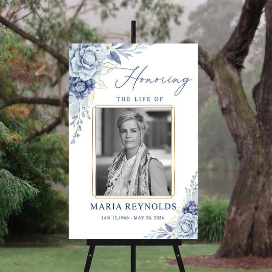 Personalized Funeral Welcome Sign, Custom Memorial Yard Sign, Celebration of Life Decoration, Tribute Poster with Multiple Photos, In Loving Memory Sign for Funeral Service #13 - color: Version #13
