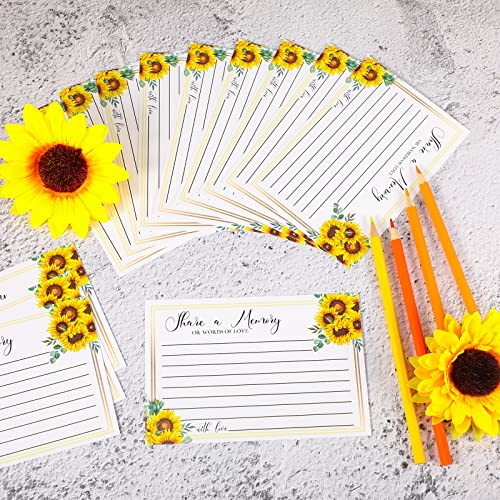 Zonon 50 Pcs Sunflower Share a Memory Cards Sign Place Seating Place Cards | Memorial Cards for Celebration of Life, Funeral, Bridal Shower, Sunflower Wedding Decoration, Birthday Anniversary