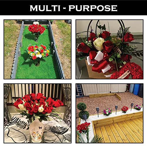 Artificial Roses, 42cm Fake Flowers for Decoration, Grass Bush with Gyp & Foliage 24 Red Roses Heads, Red Artificial Flowers for Outdoor & Indoor Events Wedding Party Home Decor (1, Red With Gyp)