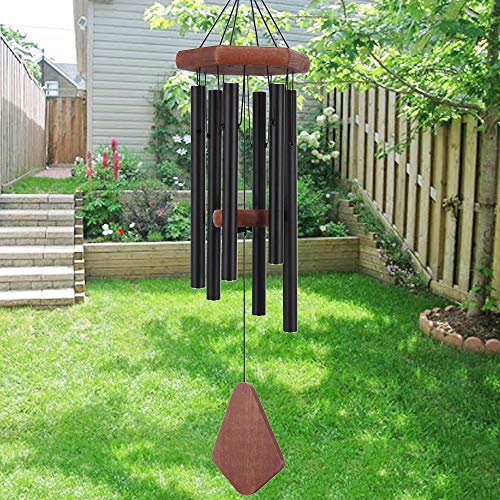 Small Wind Chimes for Outside, Wind Chimes Outdoor Tuned Soothing Melody, Wind Chime for Mom/Housewarming, Black WindChimes Outdoors Decoration. - size: 28"BK