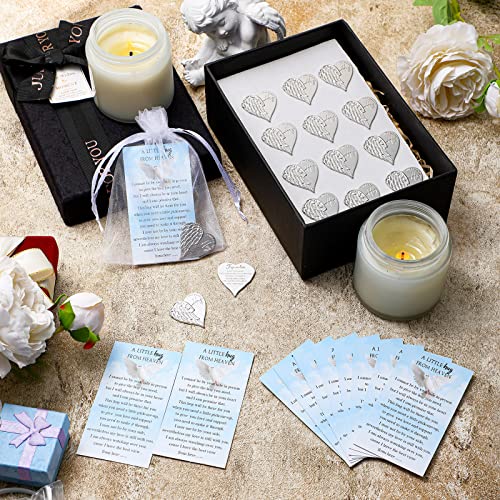 Inbagi 100 Sets Memorial Angel Sign Coins Set Funeral Pocket Token Heart Pocket Hug Coins Poem Cards Organza Gift Bags Celebration of Life Favors Funeral Memorial Gifts for Guest Family Church