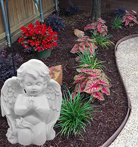 KiaoTime Kneeling Praying Cherub Angel Statue Figurine Indoor Outdoor Home Garden Guardian Decorative Church Baptism Wings Angel Statue Sculpture Memorial Statue, White, 6.25" x 5"