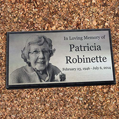 PlaqueMaker Stainless Steel and Granite Memorial Headstone - Markers for Lost Family Members, Infants, Loved Ones, Friends, Dogs, Cats, and Other Family Pets. (24 x 12 x 4) - size: 24 x 12 x 4"
