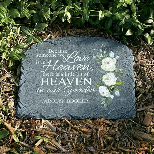 Let's Make Memories Personalized Memorial Garden Stone - Sympathy - Loss of Loved One - Grave Marker - Condolences - Indoor/Outdoor - Durable Resin - for Loved Ones in Heaven - style: Heaven Sent