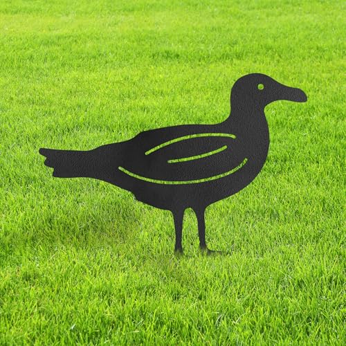 Seagull Metal Garden Stake Decorative, Coastal Bird Silhouette Statues for Yard Art, Outside, Patio, Outdoor Decor, Garden Decorations, Lawn Ornaments - 12" Black - color: STA17-2408-M17, size: 12" Black